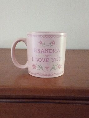 Russ 1980s Berrie Pink "Grandma I Love You" Ceramic Mug